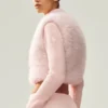 Northstar-Pullover mit durchgehendem Reißverschluss aus Kaschmir und Kunstfell – Frosted Pink