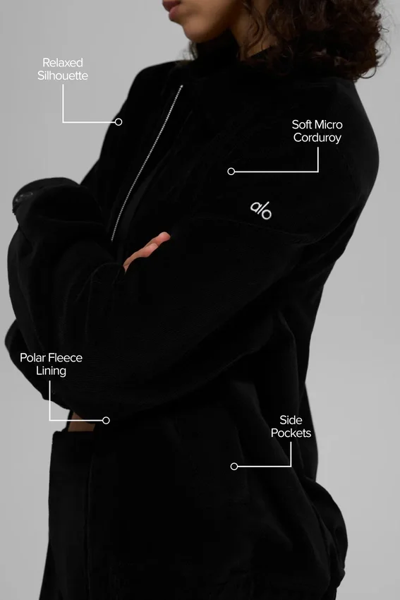 „On Duty“-Jacke aus Mikro-Cord – Schwarz