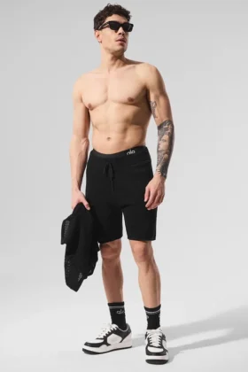 Open-Knit-Shorts – Schwarz