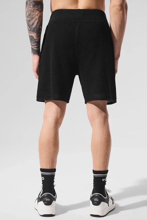Open-Knit-Shorts – Schwarz