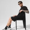 Open-Knit-Shorts – Schwarz