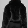 Opulente, kurze Kunstfelljacke – Schwarz