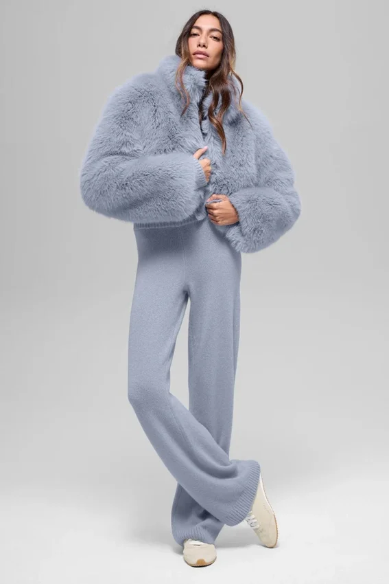 Opulente, kurze Kunstfelljacke – Winterfrost