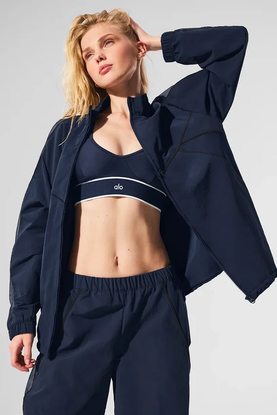 Origin Trainingsjacke mit durchgehendem Reißverschluss – Marineblau/Schwarz