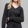 Oversized-Pullover „New Class“ aus Wolle und Kaschmir mit V-Ausschnitt – Schwarz