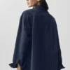 „Pinstripe Daylight“ Langarmshirt mit Knöpfen – Marineblau/Elfenbein