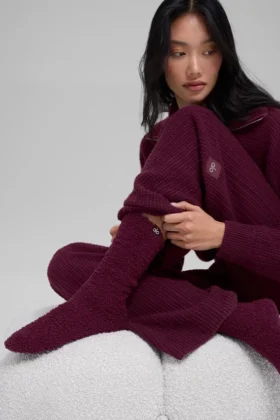 Plush Lush-Socken für Damen – Burgunderrot