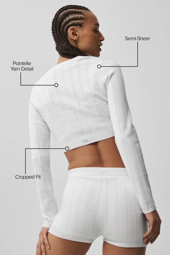 Pointelle-Pullover „Be Mine“ – halbtransparentes Weiß