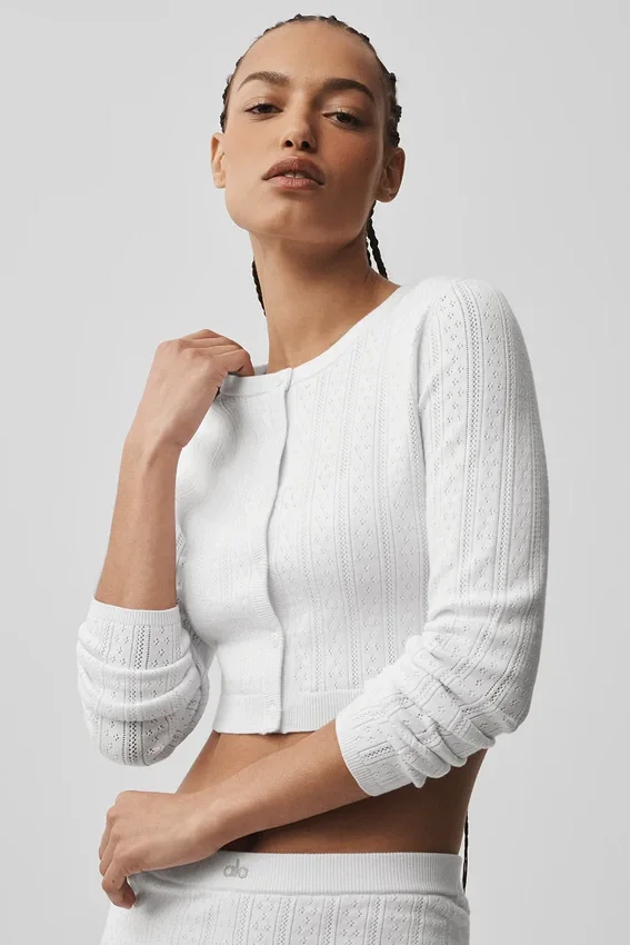 Pointelle-Pullover „Be Mine“ – halbtransparentes Weiß