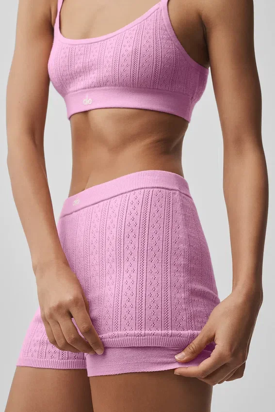 Pointelle-Pullover „Be Mine Hot Short“ – Candy Heart Pink