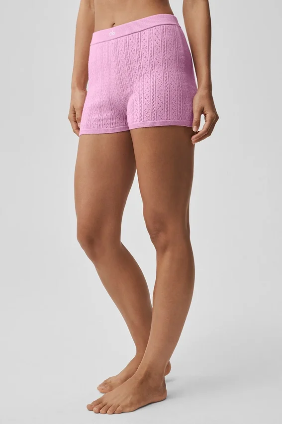 Pointelle-Pullover „Be Mine Hot Short“ – Candy Heart Pink