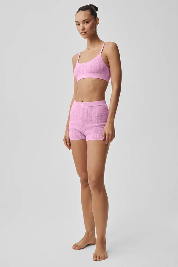 Pointelle-Pullover „Be Mine Hot Short“ – Candy Heart Pink