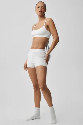 Pointelle-Pullover „Be Mine“ Hot Short – halbtransparent, weiß