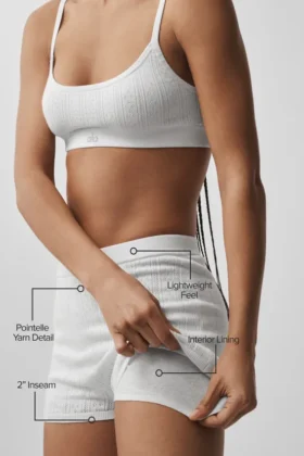 Pointelle-Pullover „Be Mine“ Hot Short – halbtransparent, weiß