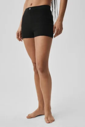 Pointelle-Pullover „Be Mine“ Hot Short – Schwarz