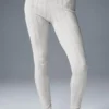 Pointelle-Pullover mit High-Waist-„Be Mine“-Leggings – Hellgrau meliert