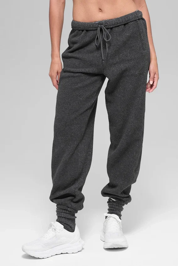 Polar-Fleece-Jogginghose „Retreat“ mit High-Waist – Dunkelgrau meliert