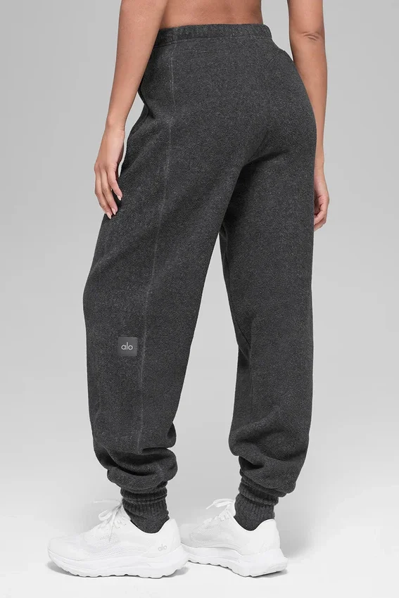 Polar-Fleece-Jogginghose „Retreat“ mit High-Waist – Dunkelgrau meliert