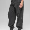 Polar-Fleece-Jogginghose „Retreat“ mit High-Waist – Dunkelgrau meliert