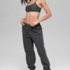 Polar-Fleece-Jogginghose „Retreat“ mit High-Waist – Dunkelgrau meliert