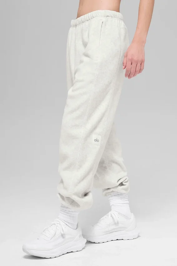 Polar-Fleece-Jogginghose „Retreat“ mit High-Waist – Weiß meliert