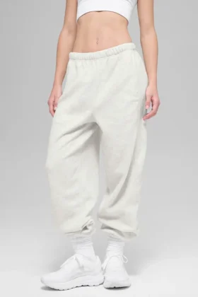 Polar-Fleece-Jogginghose „Retreat“ mit High-Waist – Weiß meliert