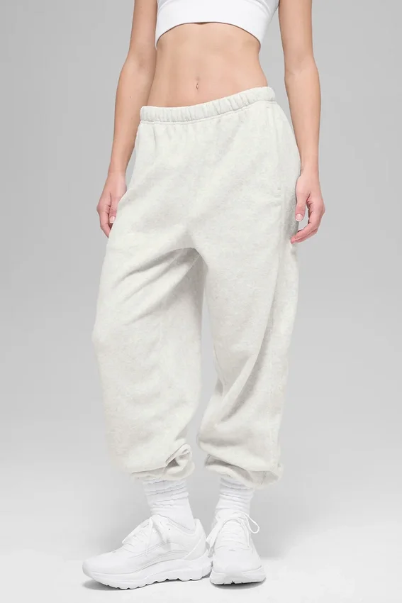 Polar-Fleece-Jogginghose „Retreat“ mit High-Waist – Weiß meliert