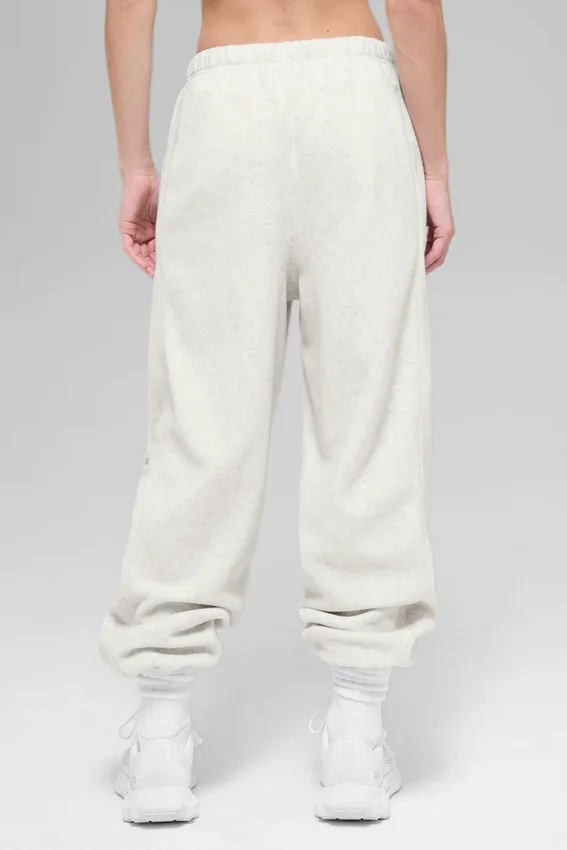 Polar-Fleece-Jogginghose „Retreat“ mit High-Waist – Weiß meliert