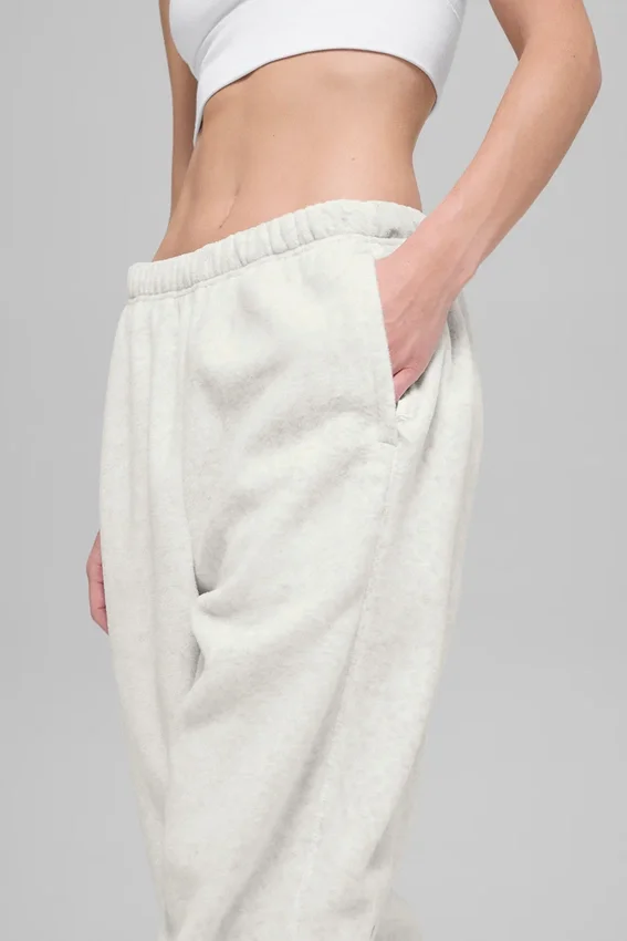 Polar-Fleece-Jogginghose „Retreat“ mit High-Waist – Weiß meliert