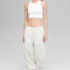 Polar-Fleece-Jogginghose „Retreat“ mit High-Waist – Weiß meliert