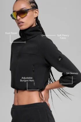 Polar Fleece Retreat Cropped-Jacke – Schwarz