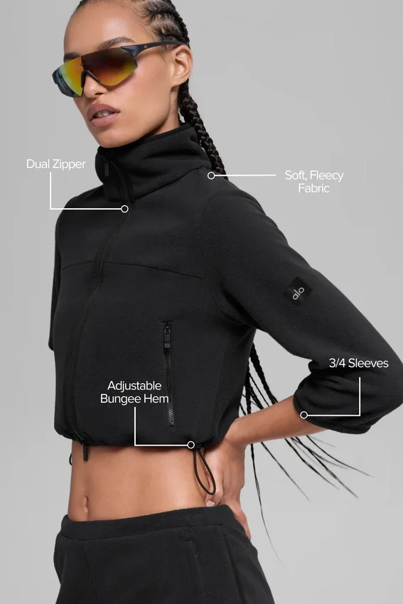 Polar Fleece Retreat Cropped-Jacke – Schwarz