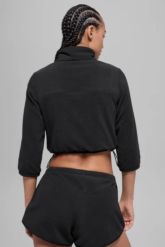 Polar Fleece Retreat Cropped-Jacke – Schwarz