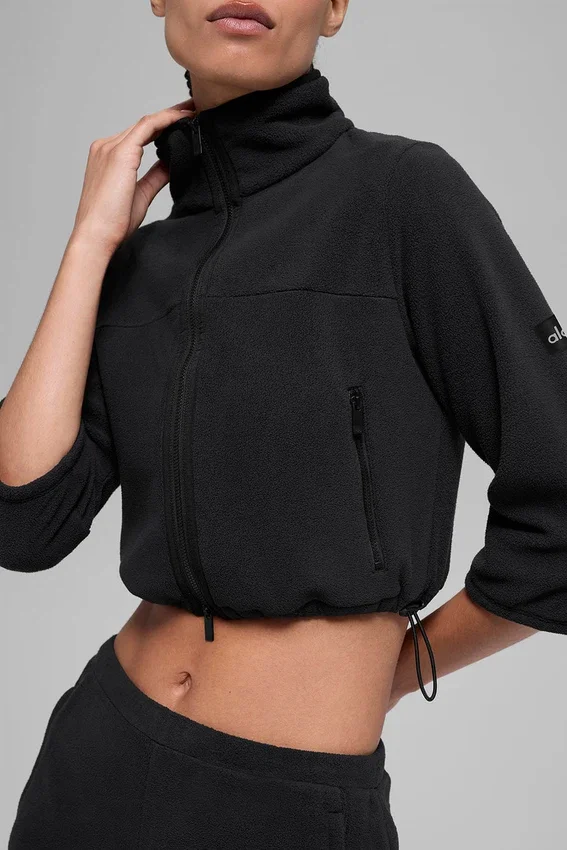 Polar Fleece Retreat Cropped-Jacke – Schwarz