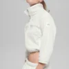Polar Fleece Retreat Cropped-Jacke – Weiß-Meliert-Grau