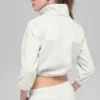 Polar Fleece Retreat Cropped-Jacke – Weiß-Meliert-Grau