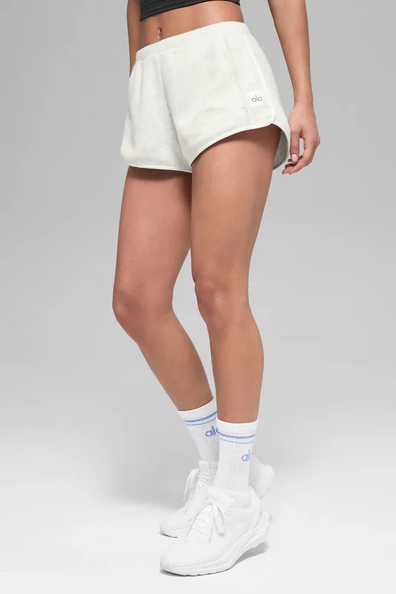 Polar Fleece Retreat Shorts – Weiß meliert mit Grau