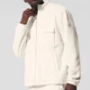 Polar Fleece Ridge Jacke mit durchgehendem Reißverschluss – Elfenbein