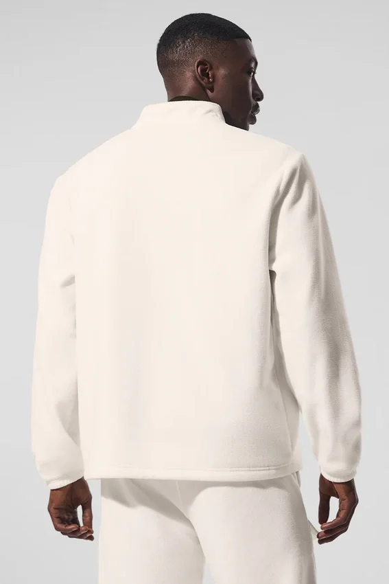 Polar Fleece Ridge Jacke mit durchgehendem Reißverschluss – Elfenbein