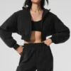 Polarfleece-Jacke „Wintry Mix“ in verkürzter Länge – Schwarz