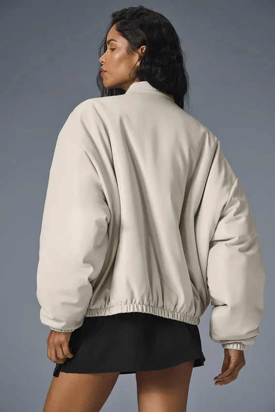 Premier-Bomberjacke aus Kunstleder – Bone