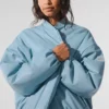 Premier-Bomberjacke aus Kunstleder – Celestial Blue