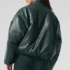 Premier-Bomberjacke aus Kunstleder – Charcoal Green