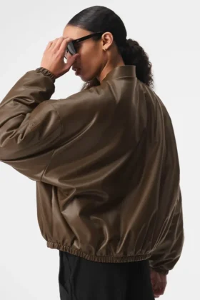 Premier-Bomberjacke aus Kunstleder – Espresso
