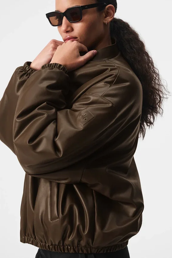 Premier-Bomberjacke aus Kunstleder – Espresso