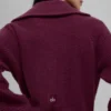 Pullover aus weichem Kaschmir-Waffelpiqué mit 1/4-Reißverschluss – Burgunderrot
