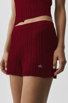 Pullover High-Waist Sunlit Shorts – Summer Romance Red