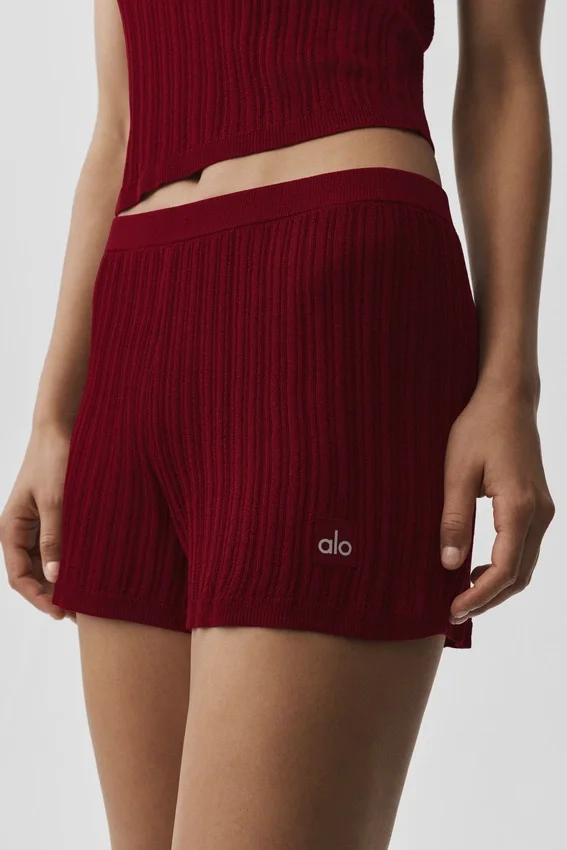 Pullover High-Waist Sunlit Shorts – Summer Romance Red
