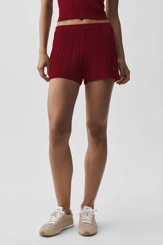 Pullover High-Waist Sunlit Shorts – Summer Romance Red
