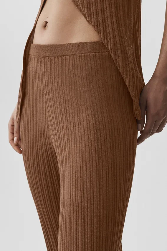 Pullover-Hose mit High-Waist und geradem Bein – „Sunlit“ – „Sun Kissed Brown“